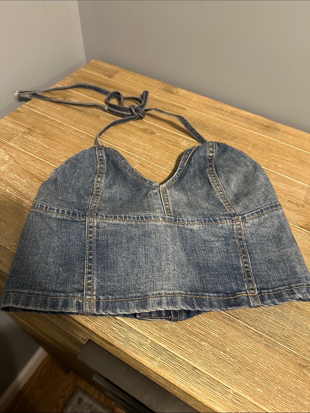 wild fable Denim Halter Crop Top in Blue